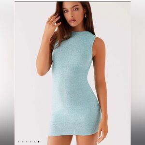 Peppermayo blue shimmer mini dress
